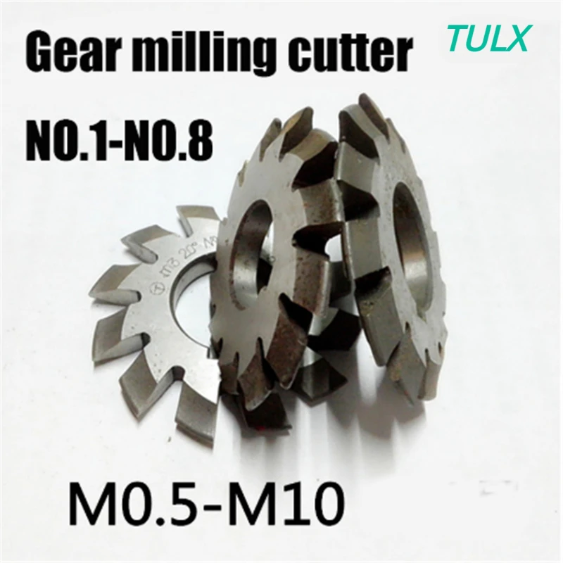 

TULX 8PCS NO.1-NO.8 M0.4 M0.5 M0.6 M0.7 M0.8 M1 M1.25 M1.5 M2 M3 M4 Modulus PA20 Degrees HSS Gear Milling Cutter Gear Tools