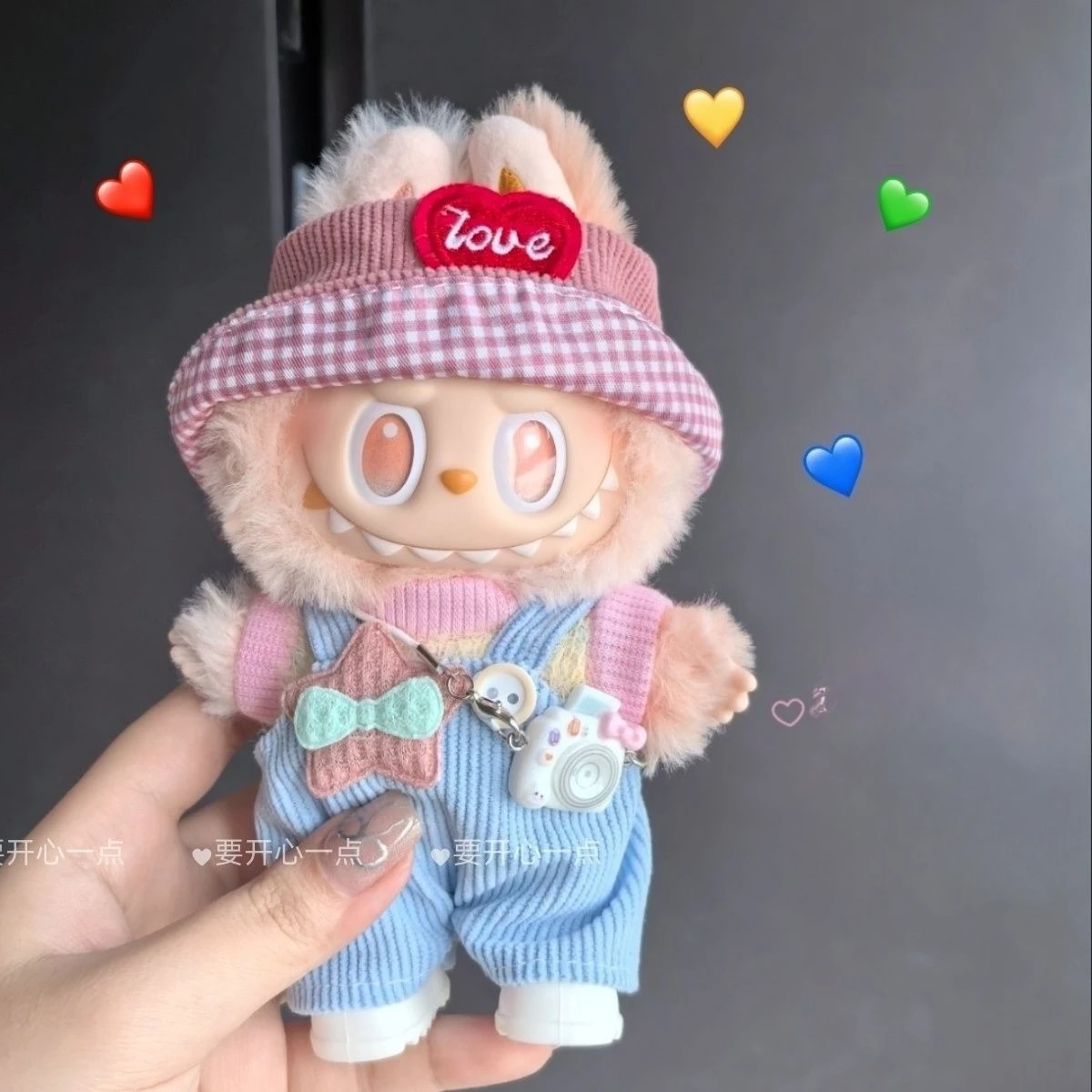 

5PCS for Labubu Clothes Cute Cartoon Vinyl Doll 17cm V1 V3 3 Color DIY Clothes Accessories Toys Gifts Decoration Pendant Set