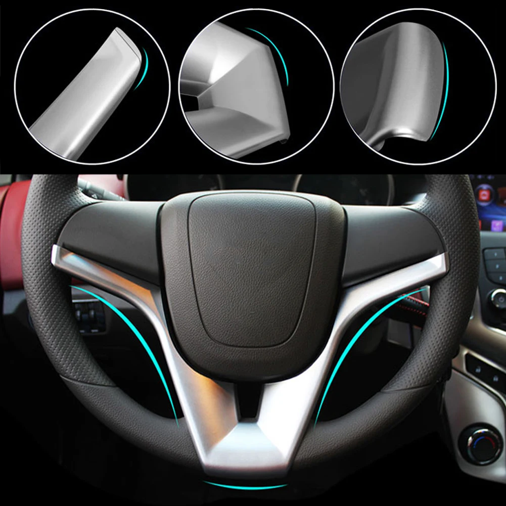 New Design for Chevrolet Cruze Sedan Hatchback High Quality Matt Chrome Trim Steering Wheel Squins Cover Sticker Case ABS