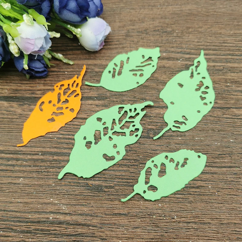 5pcs/setMetal Halloween Leaf Fragment Cutting Dies and Stamp for 2021 Scrapbooking Mold Embossed Stencils Big Shot Paper Card Cr
