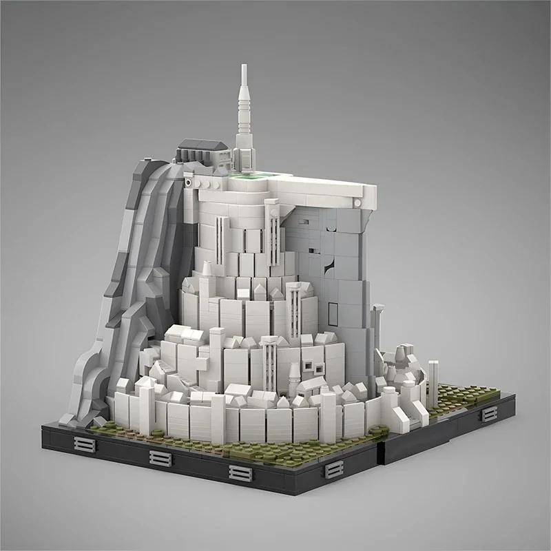 

MOC Ring Film White City Medieval LOTR Castle Street View Model Building Block Scene Modular Brick Educational Toy Children Gift