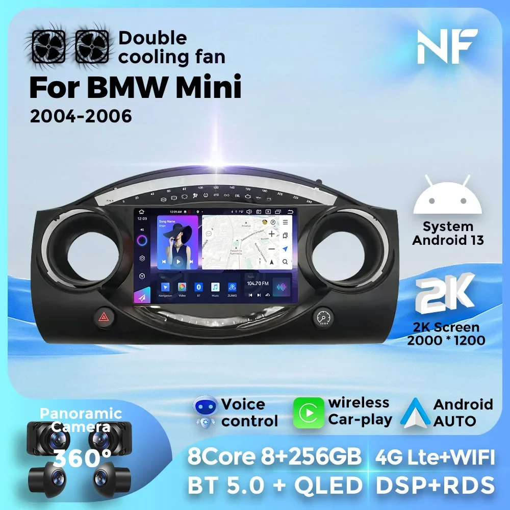 For BMW Mini Cooper 2004-2006 Multimedia 4G WiFi GPS Video Player TV Navigation Radio carplay Android Auto Android 13 car radio