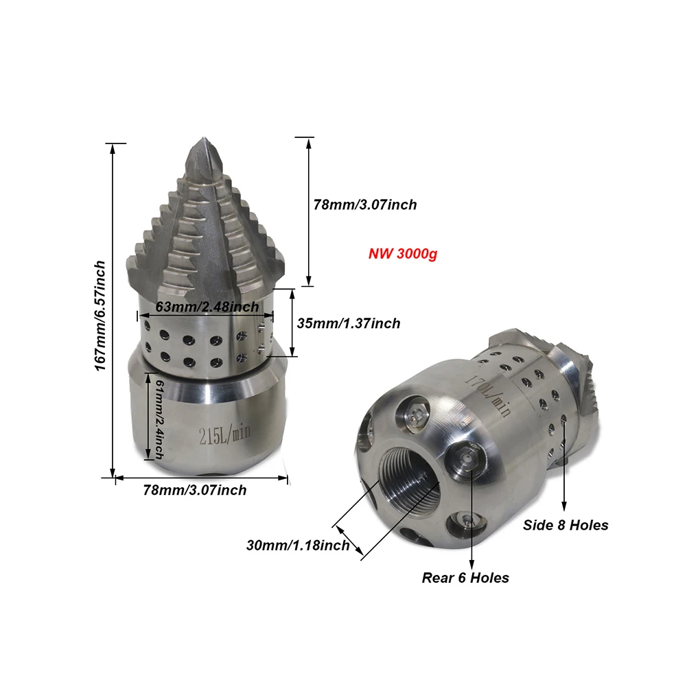 170-215L/min 1 Inch Internal ThreadHigh-Pressure Cleaning Suction Truck Ceramic Hole Nozzle of Dredging Truck