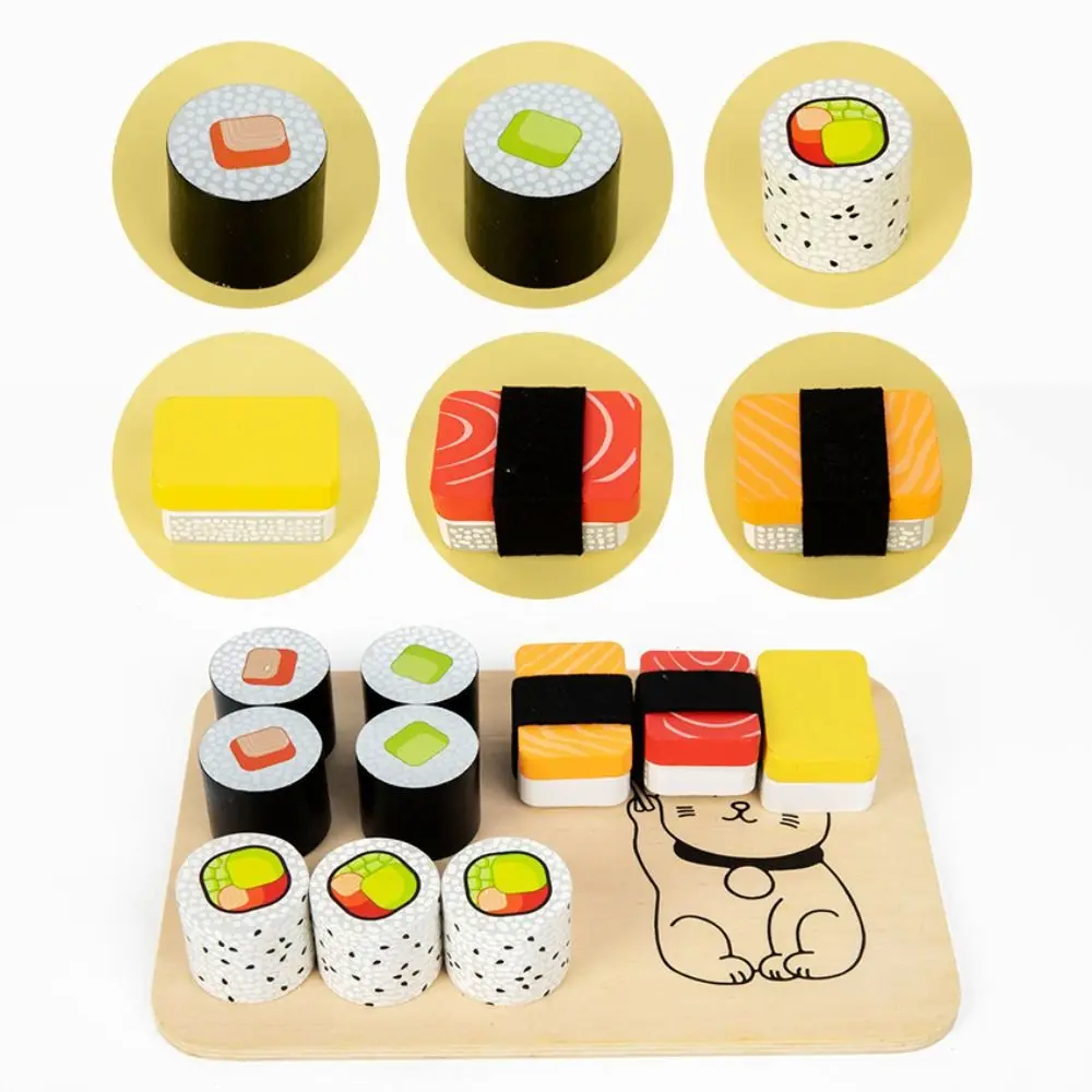 Jouet de Sushi de Simulation en bois robuste, Design amusant, ensemble de nourriture de Style japonais, jeu de Simulation interactif éducatif