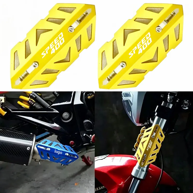 For Triumph Scrambler400 X Speed400 Scrambler 400X Speed 400 Motorcycle front fork protective cover and exhaust pipe decorative