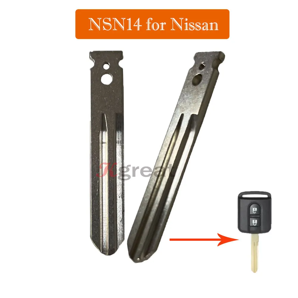 10pcs NSN14 Car Key Blade for Nissan Metal Uncut Blank Flip Remote Car Key Blade NSN14 Car Key Blanks Replacement Accessories