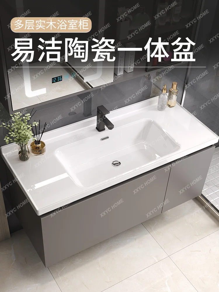 Bathroom Cabinet Ceramic Whole Washbin Smart Cabinet Bathroom Wash Basin Washstand Wash Basin Cabinet Combination