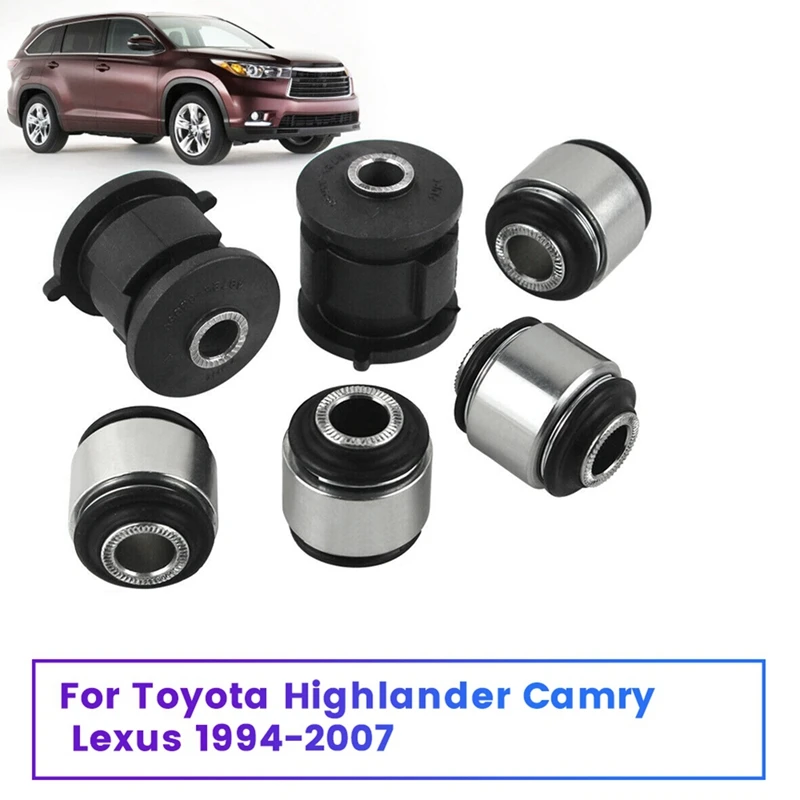 2Set/6Pcs Rear Arm Assembly Knuckle Bushing for Toyota Highlander Camry Lexus 94-07 42210-20010 42304-20060 48725-33050