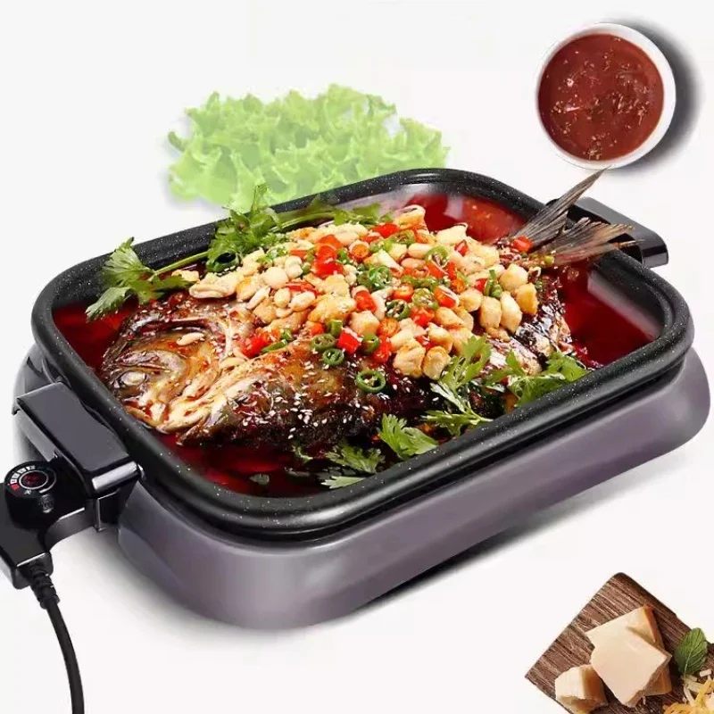 Special pot, fish oven, commercial rectangular non-stick separation electric baking pan for household use