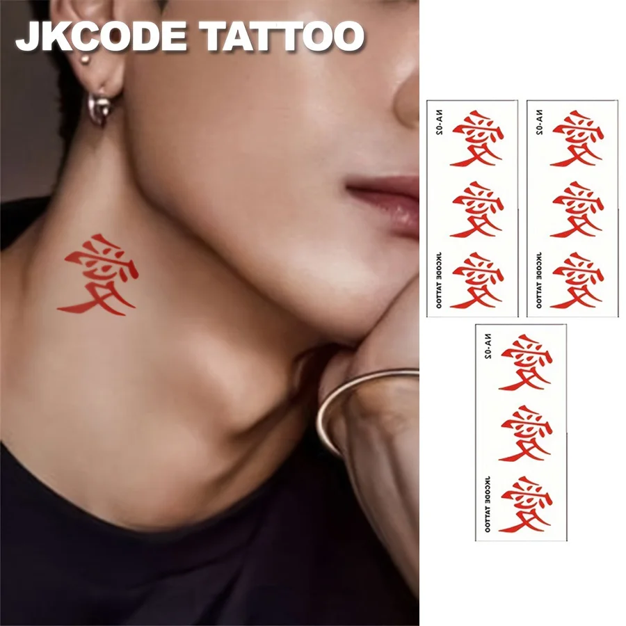 Rotes personalisiertes Design „Love“ wasserfester Tattoo-Aufkleber, für Rollenspiele, Partys, Körperkunst-Dekoration, hält 3-7 Tage. – Detail 4
