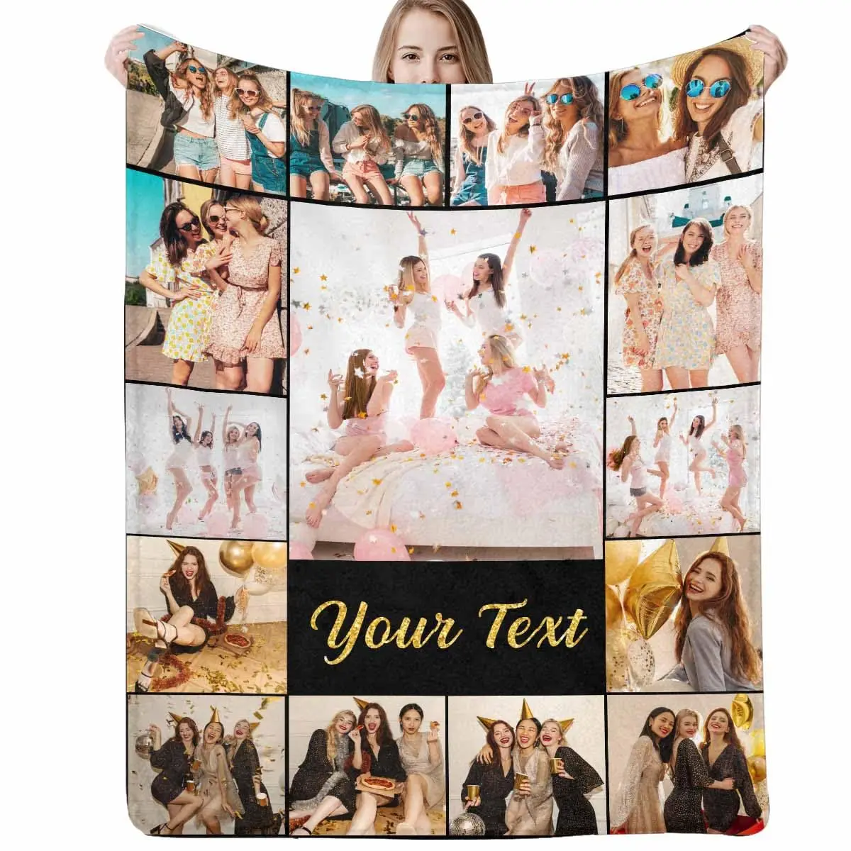20 Photos Custom Blanket with Text Collage Beautiful Blankets Birthday Souvenir Gifts Personalized Throw Blankets for Father Mom