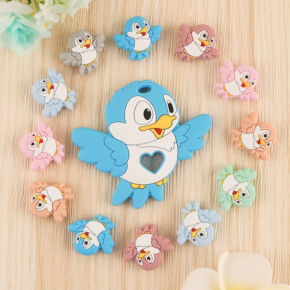 Cartoon Bird Bead Silicone Teether Food Grade Rodent For Making Jewelry Bracelet Pacifier Chain Accessories Toy Chewing Beads