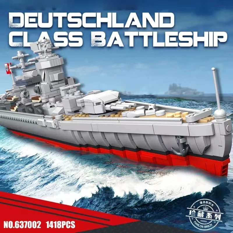 

NEW WW2 Germany Battleship NAVY Military Warships Series Building Blocks Model Soldier Weapon Toys for Kids Boys Gift 1418PCS