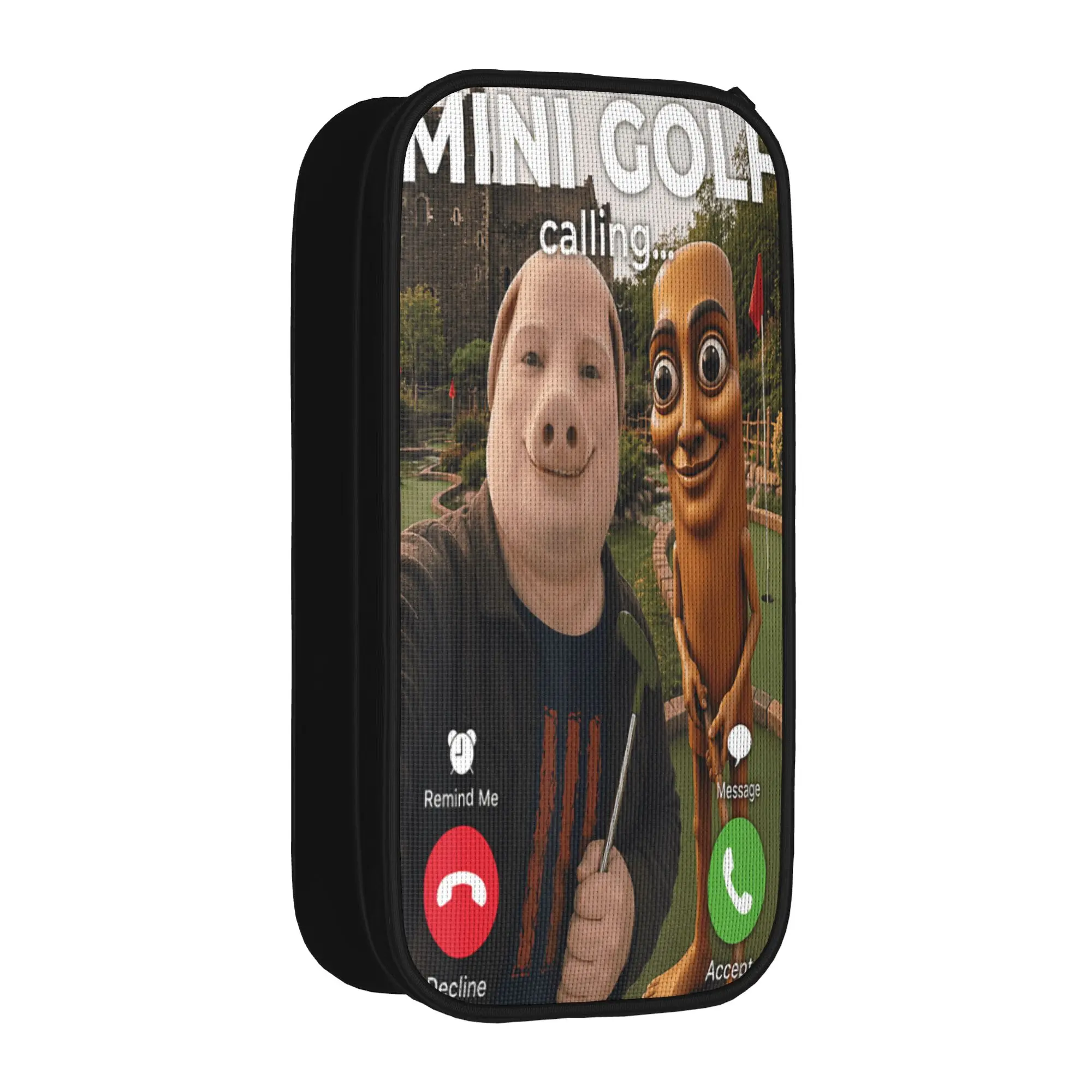 Golfer Funny Meme Mini Golf Brainrot Friends John Pork Sahur Pencil Case Boys Fashion Pencil Bag Design School Pencil Cases