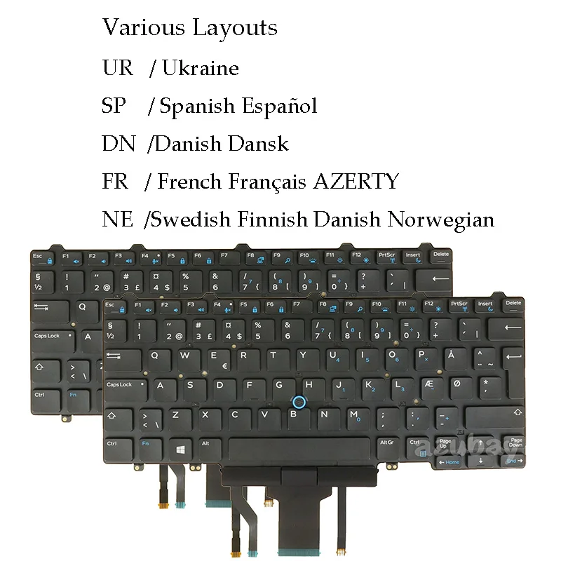 

Keyboard For Dell Latitude E5450 5450 E5470 5470 5480 5488 5490 Ukraine Spanish Danish French AZERTY Swedish Finnish Danish NW