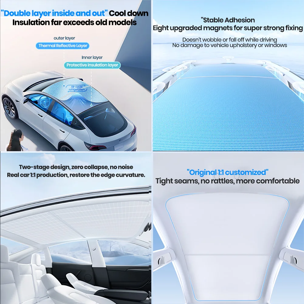 YZ สําหรับ Tesla 2024 Highland รุ่น 3 รุ่น Y Starship ICE Frost Sun Shades Honeycomb กระจกหน้าจอบังแดดด้านหน้าด้านหลังซันรูฟ