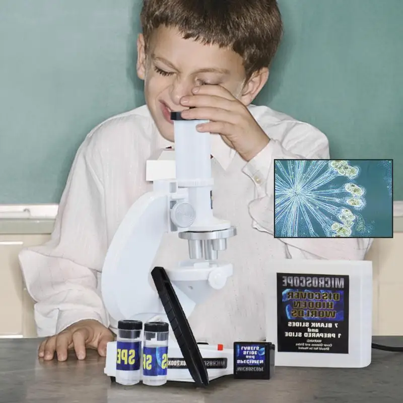 Kids Microscope Zoom Children Microscope Biology Lab LED Science Experiment Kit Education Scientific Toys Optical Microscope Set