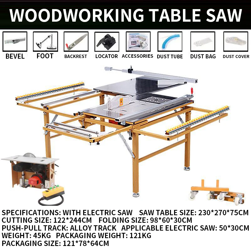 New type of woodworking push table saw multifunctional folding woodworking portable precision sawing machine worktable