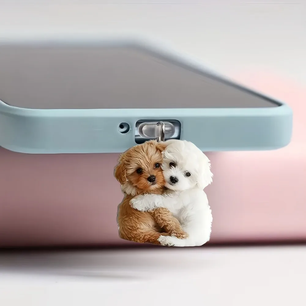 2D Flat Cartoon Dog Anti Dust Plug Suitable For iPhone Protection Stopper Accessorie For Type-C Mobile Phone Dust Plug Pendant
