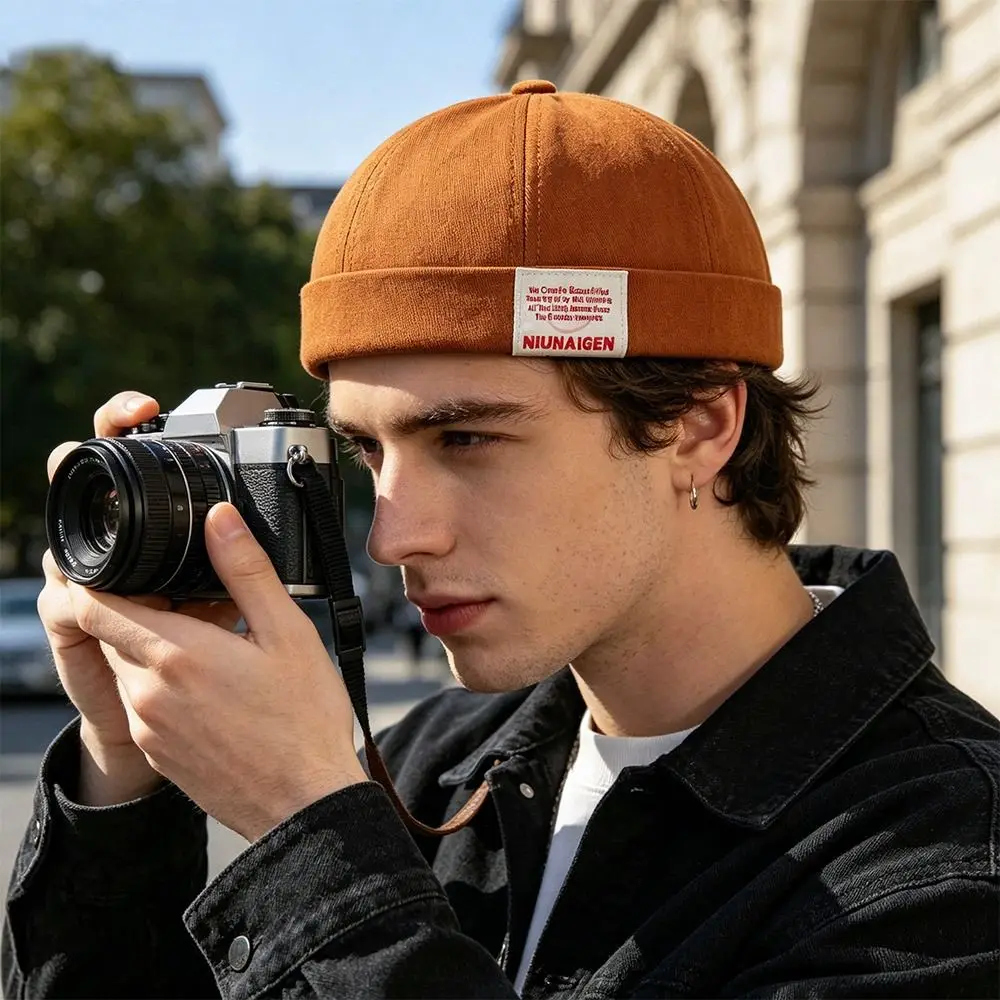 Fashion Hip Hop Beanie Street Hat Letter Embroidery Adjustable Skullcap Solid Color Casual Brimless Docker Cap for Men Women