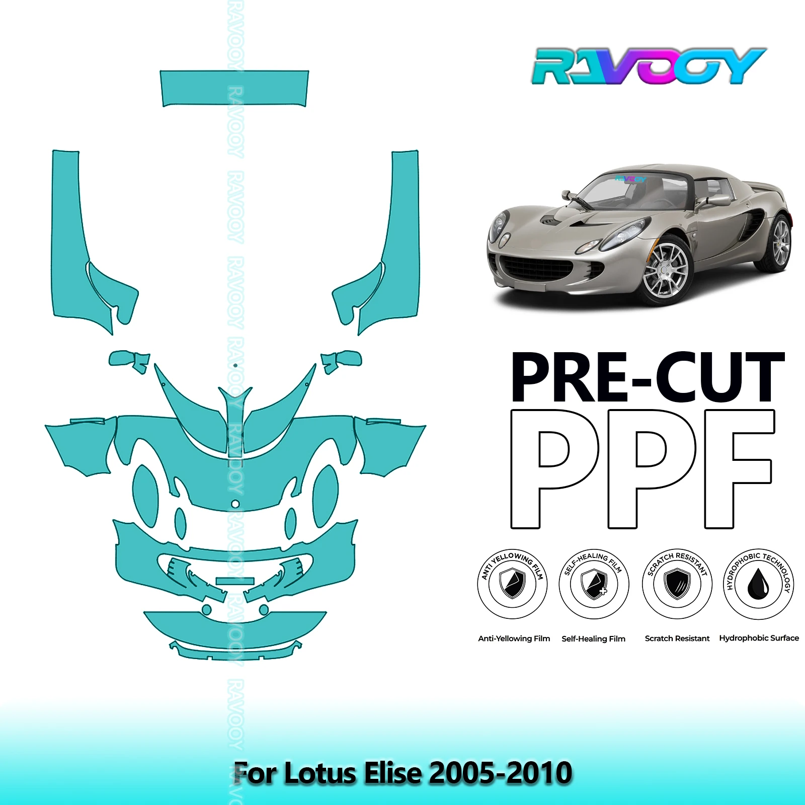 8.5Mil Precut PPF Paint Protection Film Front Kit+Rockers+Rear Bumper For Lotus Elise 2005-2010