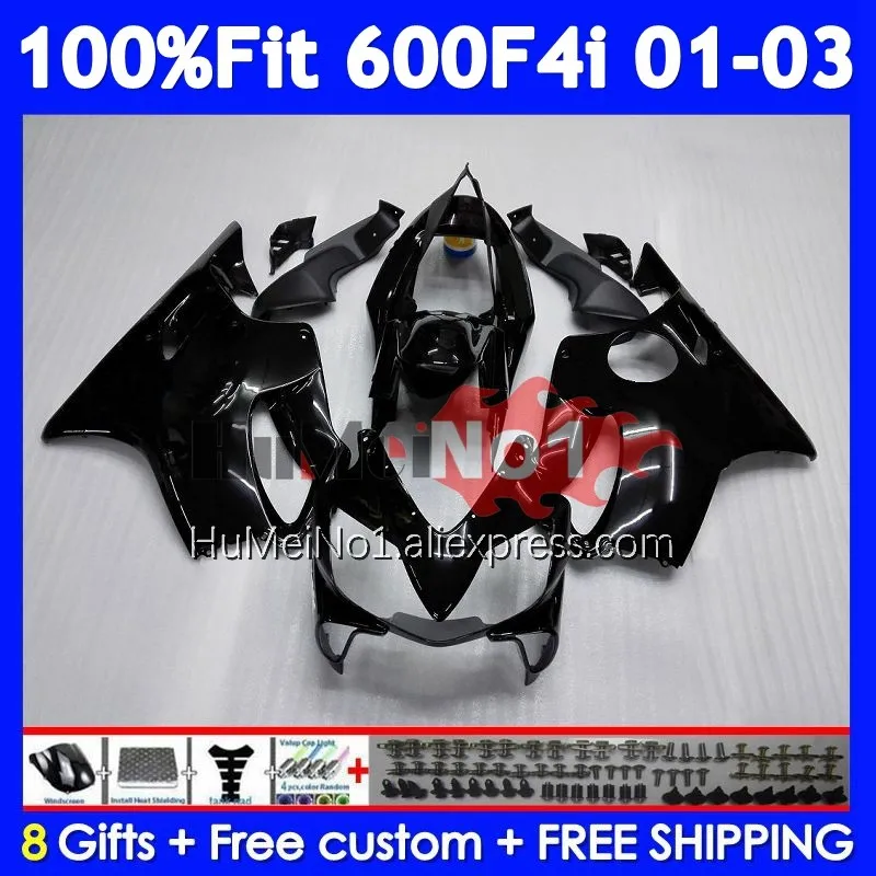 Injection Body For HONDA CBR 600 F4i 600F4i 600CC CC 34No.1 CBR600F4i Glossy black 01 02 03 CBR600 F4i 2001 2002 2003 Fairings