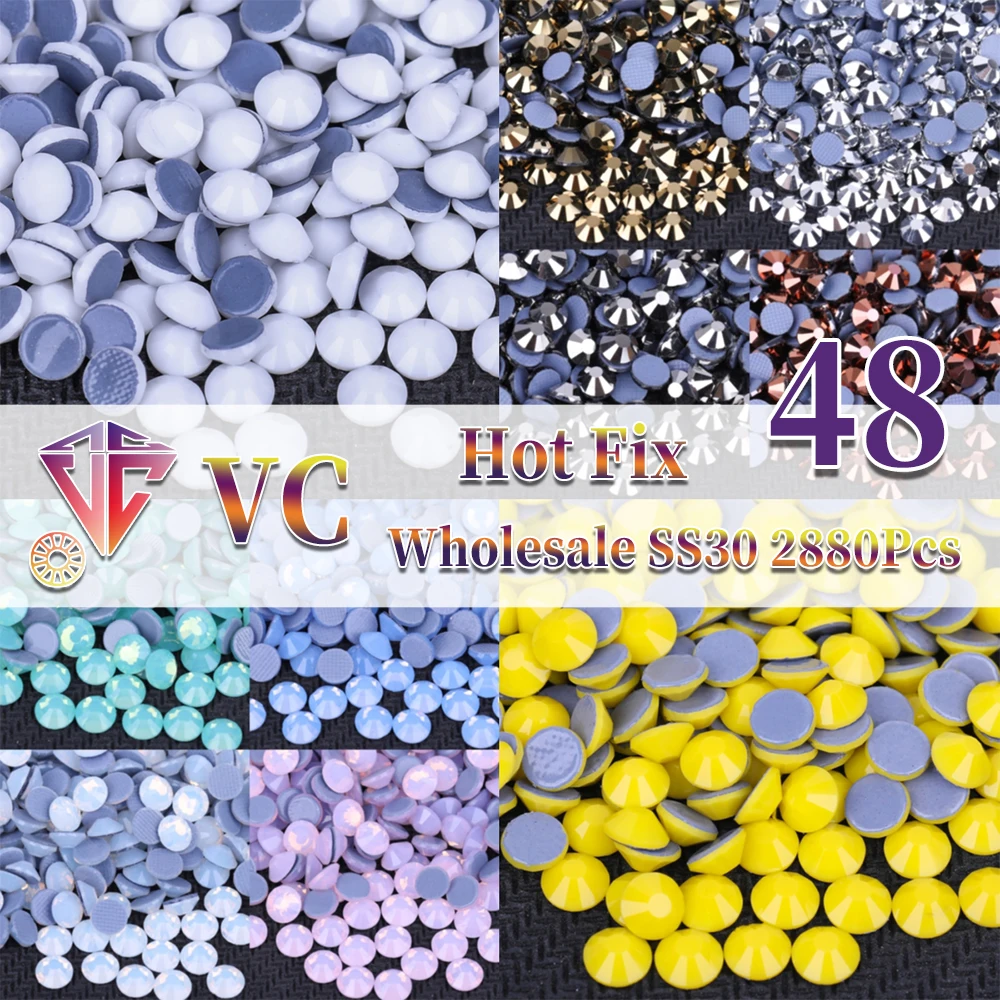 VC Wholesale SS30 2880Pcs High Quality Glass Crystal Rhinestones Hotfix Strass Flatback Stones For DIY Clothes Dress Decoration