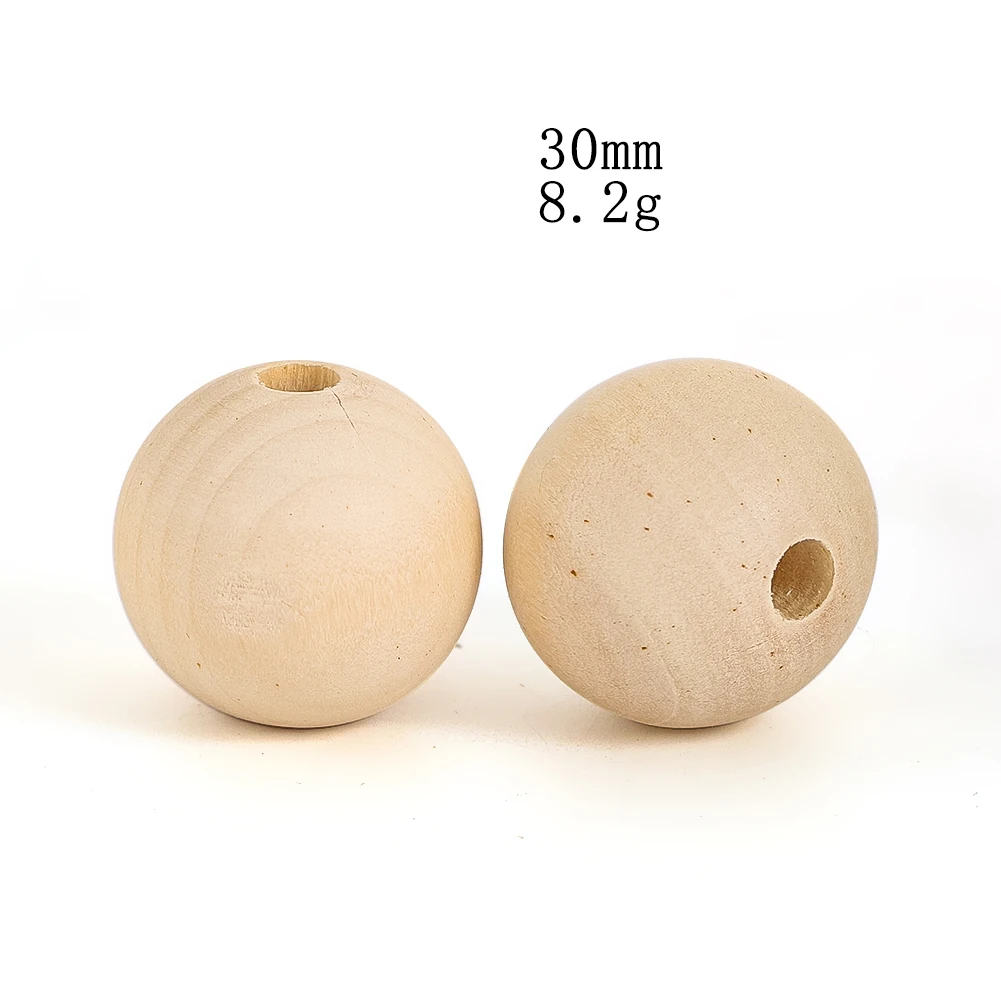 30mm Wood Beads 8.2g with Through Hole DIY Handmade Beads Natural Texture Log Color Log Accessories Natural Simple Style