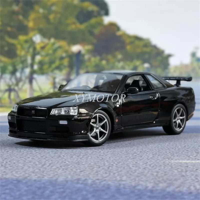 Welly 1/24 For Nissan Skyline R34 GT-R Diecast model Car Black/Blue/Red/White Kids Toys Gifts Display Collection Ornaments