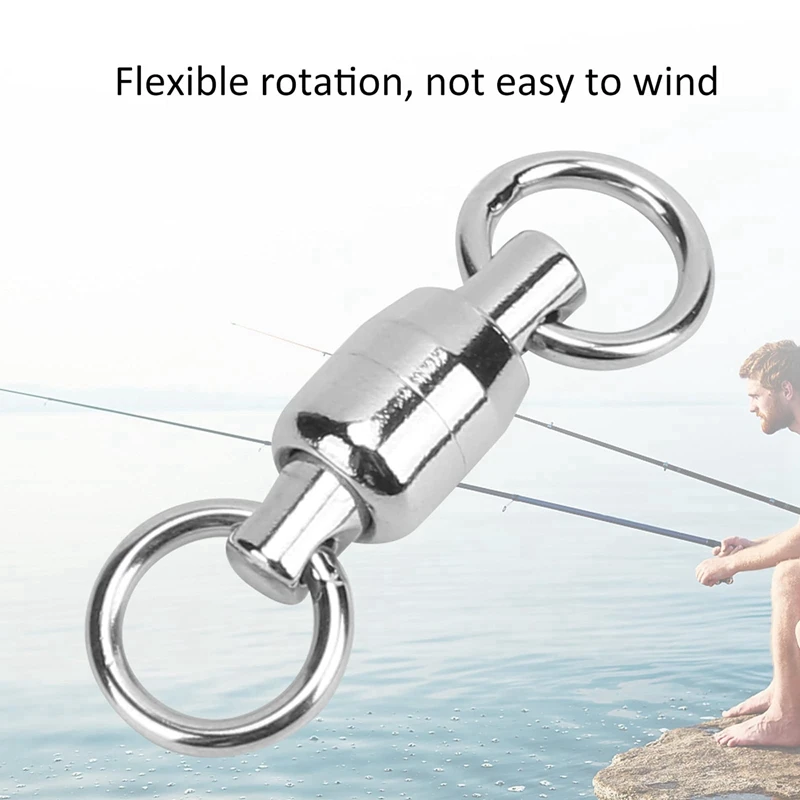 20 PCS Fishing Rolling Swivel Connector,Stainless Steel Bearing Swivel 8‑Shaped Ring Connector Fishing Accessories