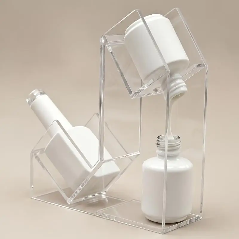 Acrylic Nail Polish Inverter Stand Transparent Storage Display Stand Heart Design Nail Polish Bottle Holder, Nail Art Tool