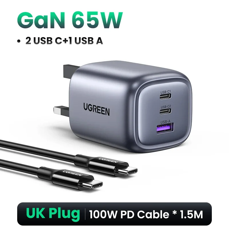 Ugreen 65W Gan Charger Quick Charge 4.0 3.0 Type C Pd Usb Charger Voor Iphone 12 13 Pro Max snelle Oplader Voor Laptop Pd Charger