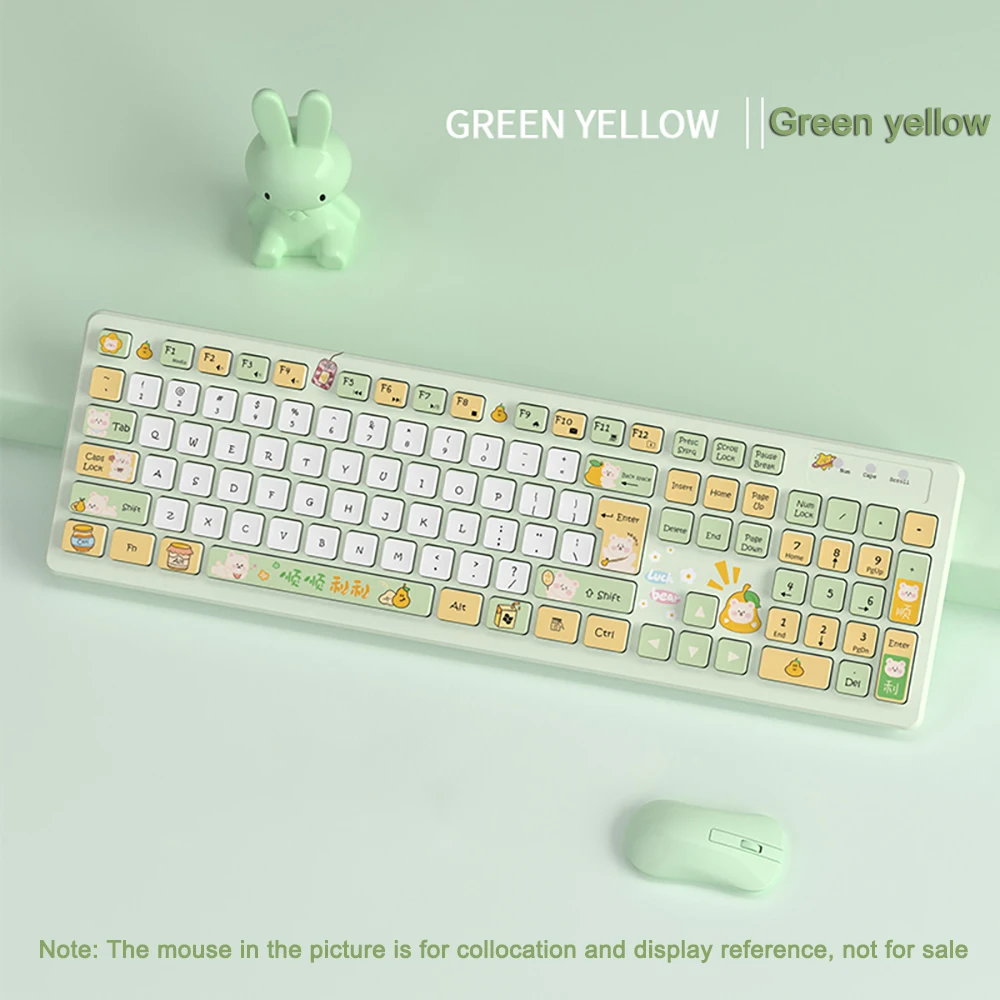 Kawaii Rabbit Wired Keyboards Pink Wireless Keyboard Gaming Accessories Cartoon Mute Keyboard Notebook Desktop Computer for Girl