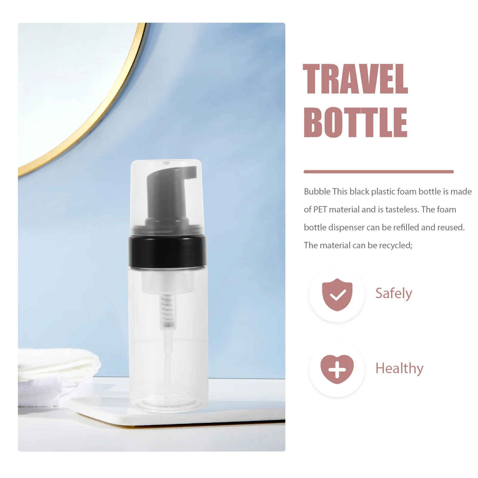 3 قطع من زجاجات مضخة توزيع مستحضرات التجميل للسفر، حاويات تخزين مقسمة فارغة قابلة لإعادة الملء، مريحة للسفر