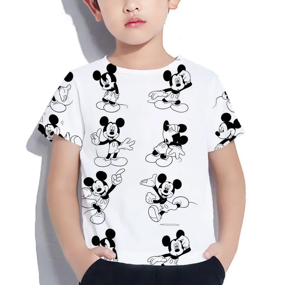 2024 letnia koszulka Disney z nadrukiem 3d Mickey Mouse T Shirt dla dzieci na co dzień Harajuku T Shirt dla dzieci z krótkim rękawem dla dziewcząt Tshirt Cartoon