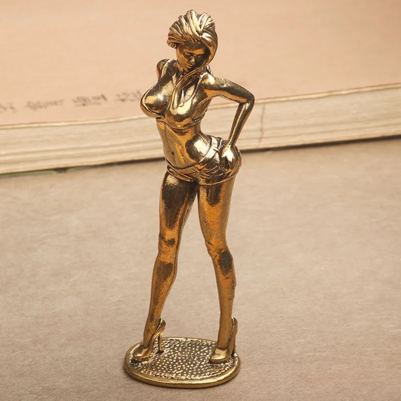 Solid Copper Beautiful Woman Ornament Sexy Bikini Beauty Figurine Girl Model Collectible Statue Gifts For Man Brothers