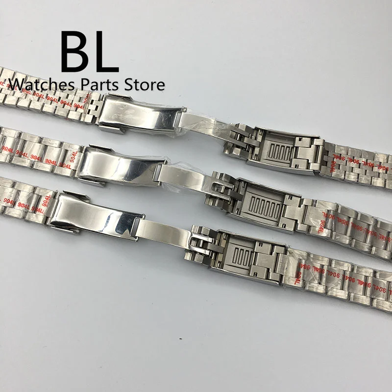 BLIGER 20mm Sterile Silver Watch Band Solid Stainless Steel Glide Lock Men\'s Watch Strap Folding Buckle Fits 36mm 40mm 41mm case