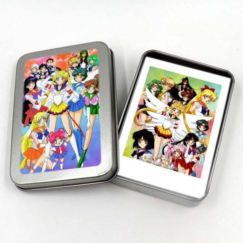 Animation peripheral Sailor Moon Tsukino Usagi animation picture 32 pieces in iron box 3-inch LOMO card collection card gift