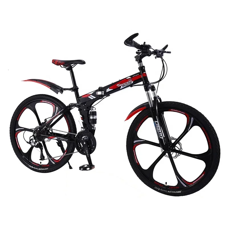 2024 Mountainbikes 24/26 Inch 21 Speed Foldable Bike Steel Folding Bicycle Full Suspension Mountain Bike