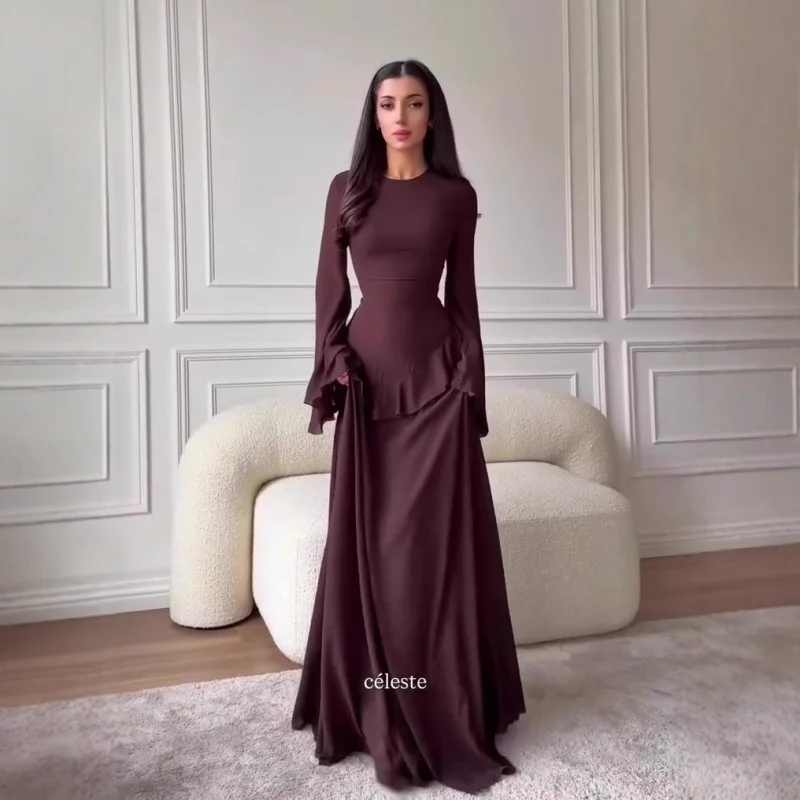 

2025Autumn Slim Fashion Elegant Long Sleeve Long Dress Waist-Cinching Dress for Women