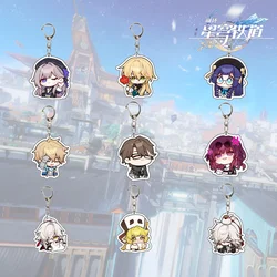 Honkai: Star Rail Anime KeyChain Q Version Himeko Dan Heng Men Key Chain For Women Kawaii Figure Acrylic Keyring Pendant Gifts