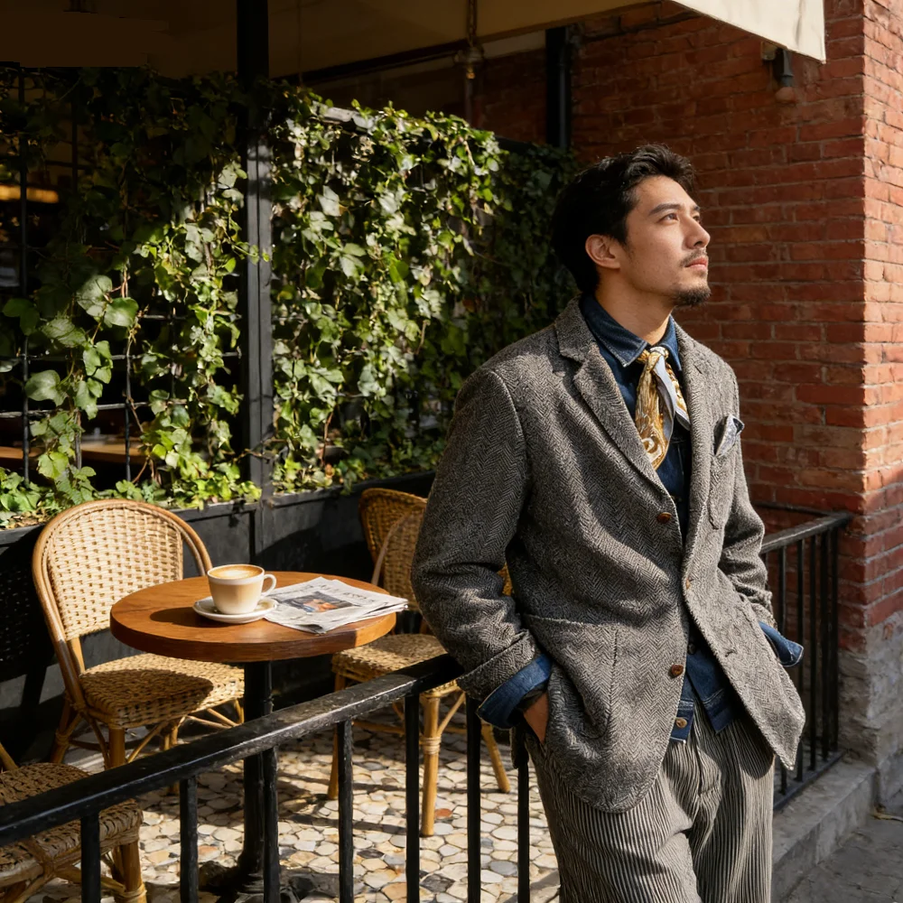 

Men's Monochromatic Stand-up Collar Blazer Single Button Casual Slim Fit Jacket High Quality Fashionable Men's Clothing