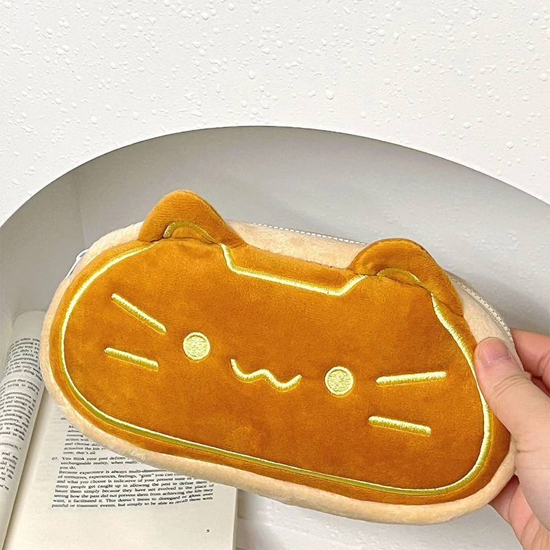 Cute Cartoon Cat Pencil Case Cosmetic Bag Plush Pen Pouch Large Capacity Multifunctional Storage Bag School Supplies image 6