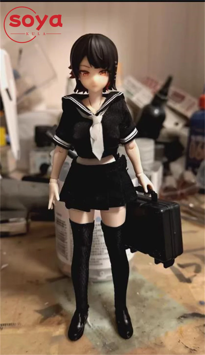 Strój marynarski dla dziewczynki w skali 1/12, plisowana spódnica JK, mundurek szkolny z butami, model ubrań pasujący do figurki akcji Azone o wysokości 6 cali.