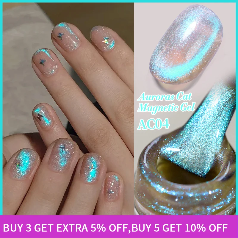 

BORN PRETTY Auroras Cat Magnetic Gel Nail Polish Reflective Sparkling Glitter Semi Permanent Nail Art Soak Off LED UV Gel Varnis