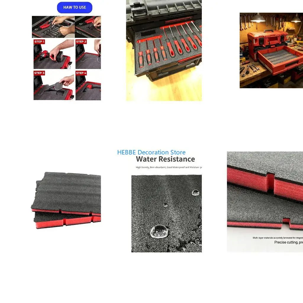 B0KC Pack of 2 Customize Fit Toolboxes Foam Inserts EPE Pearls Cotton Pad for MWQ 48-22-8442 ,48-22-84443 Secure Storage
