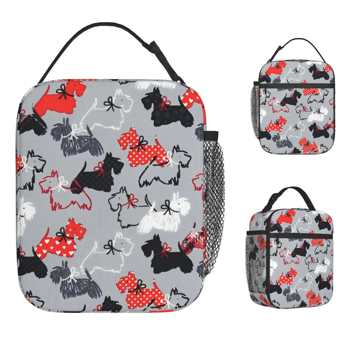 

Scottish Terrier Lunch Bag Picnic Lunch Box For Child Casual Graphic Thermal Tote Handbags Oxford Convenient Cooler Bag