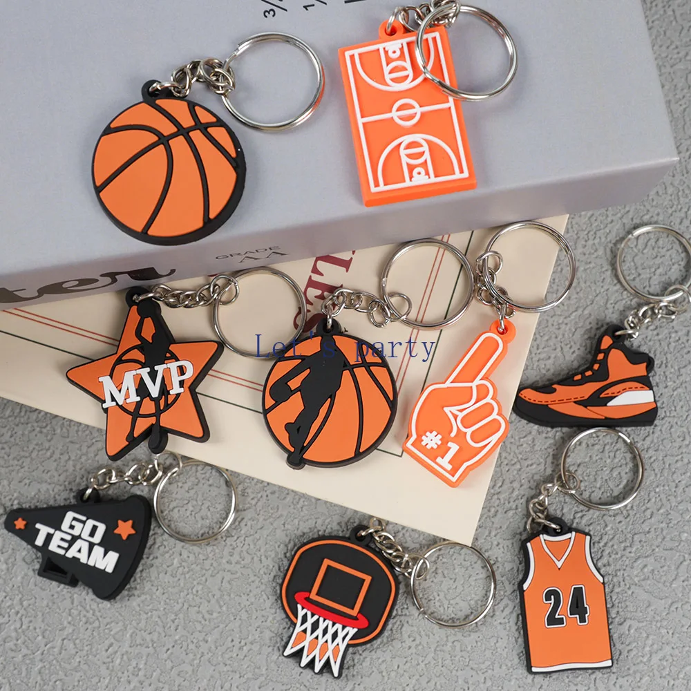 9Pcs Cartoon Sports Basketball Theme Keychain Backpack Pendant for Kids Boy Birthday Party Favors Goodie Bag Pinata Fillers