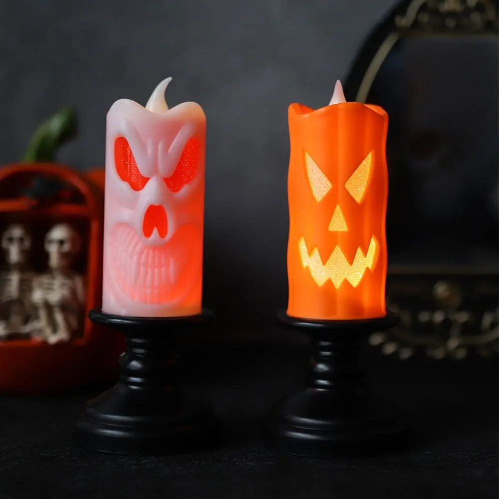 Cool Pumpkin Halloween Candle Light Ghost Ornaments LED Candlestick Pros Cartoon Home