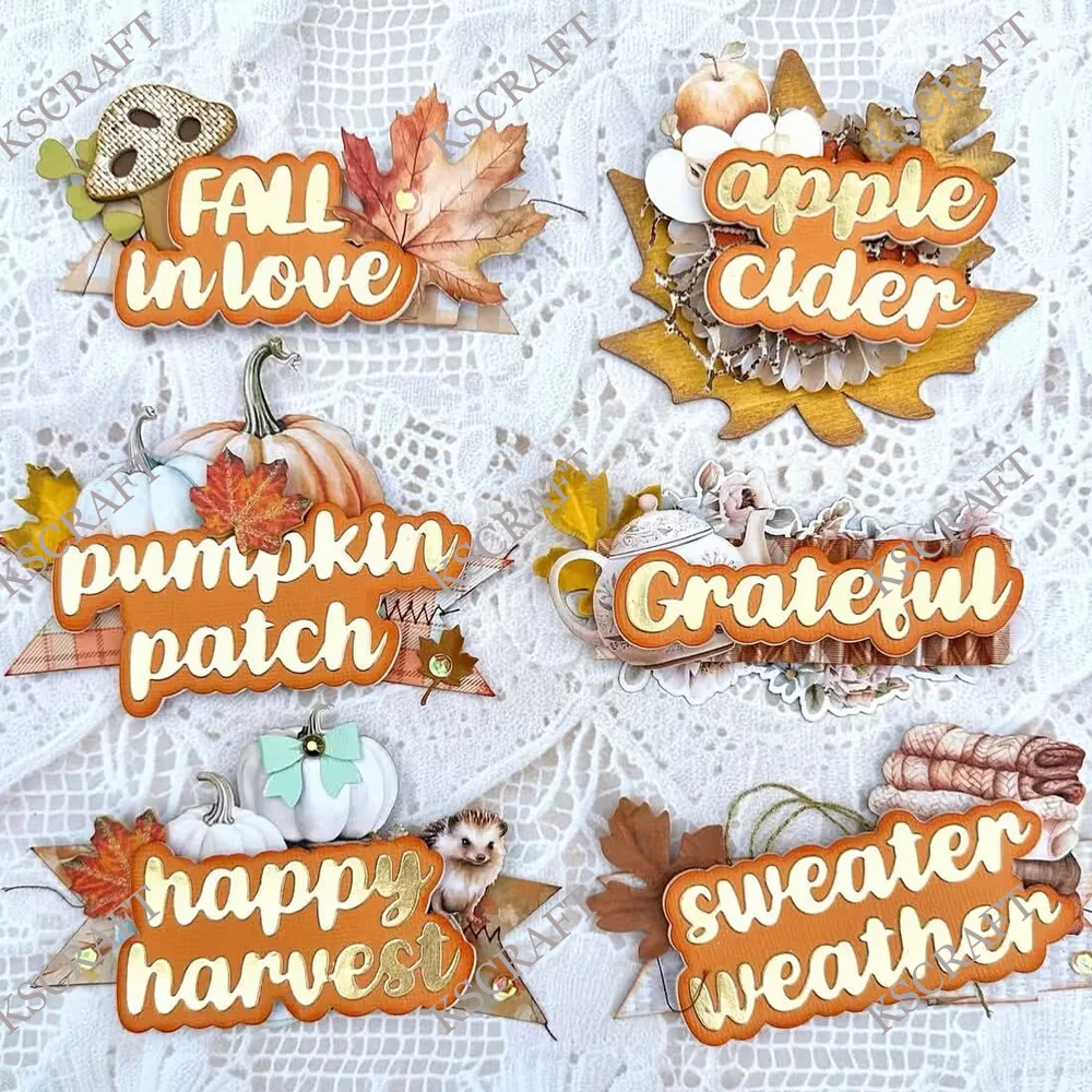 KSCRAFT 2025 Fall Sentiments Cutting Dies Stencils for DIY Scrapbooking Decorative Embossing DIY Paper Cards